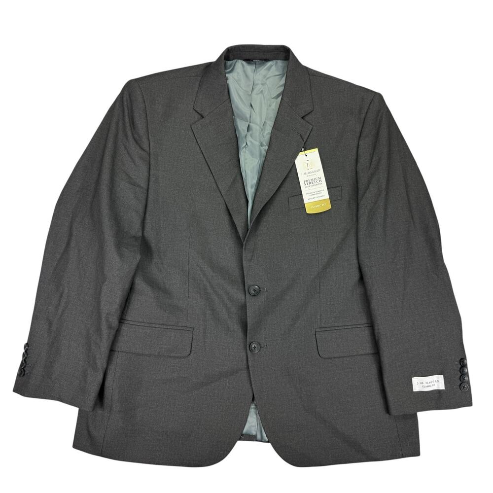 Haggar Mens Premium Stretch Classic Fit Suit Jacket Dark Gray 46S